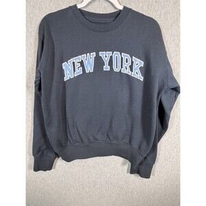 NEW YORK POPULAR Women's Small S Navy Blue "NEW YORK" Crewneck Sweatshirt